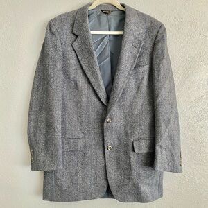 PBM Blazer Men’s Size 42 Grey 100% Wool Two Button Business Work Professional